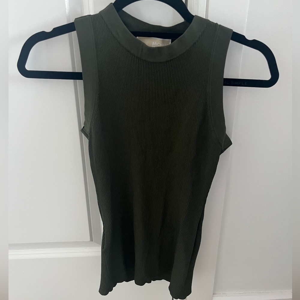 Michael Kors Dark Green Ribbed Tank